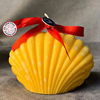 Uretti - Ayşe 7362 - El Yapımı Dekoratif İstiridye Şeklinde Turuncu Mum - 6 x 9 cm