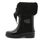Igor W10239002 Kalın Topuklu İpli Su Geçirmez Siyah Mikrofiber Kız Çocuk Yağmur Çizmesi