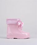 Igor W10238010 Kalın Topuklu Kurdeleli Su Geçirmez Pembe Pvc Kız Çocuk Yağmur Çizmesi