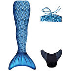 Kuaki Mermaids Deniz Kızı 3'lü Takım Bikini Kostüm Seti Blue