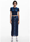 Desigual Yüksek Bel Mavi Kadın Denim Etek 25SWFK02