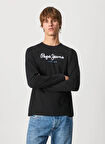 Pepe Jeans Bisiklet Yaka Siyah Erkek T-Shirt PM508209-999 EGGO LONG