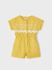 Mayoral kız çocuk keten nakışlı şort tulum 3852