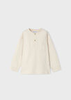 Erkek Çocuk  Düğme Yaka T-shirt Krem  | 6Y