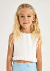 Mayoral Kız Çocuk Pile Detaylı Bluz 4-8 Yaş Beyaz