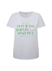 Pepe Jeans Bisiklet Yaka Baskılı Beyaz Kadın T-Shirt PL505822