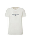 Pepe Jeans Bisiklet Yaka Baskılı Beyaz Kadın T-Shirt PL505951