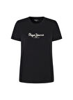 Pepe Jeans Bisiklet Yaka Baskılı Siyah Kadın T-Shirt PL505951