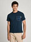 Pepe Jeans Bisiklet Yaka Lacivert Erkek T-Shirt PM509633-594 AMADEO