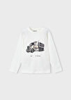 Mayoral Krem Erkek Çocuk Baskılı Uzun Kollu Tişört 4085
