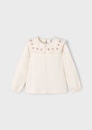 Mayoral Krem Kız Çocuk Fırfırlı Yaka Bluz 4134
