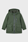 Erkek Çocuk Normal Kalıp Kapüşonlu İçi Polar Astarlı Yağmurluk - Yeşil | 6 Yaş