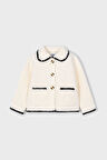 Kız Çocuk Kontrast Biyeli Buklet Ceket - Ekru | 5 Yaş