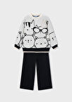 Mayoral Siyah Kız Çocuk Kedi Desenli Kazak ve Pantolon Takım 4583