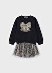 Mayoral Siyah Kız Çocuk Sweatshirt ve Tül Etek Takım 4936