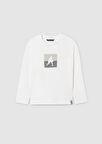 Mayoral Krem Erkek Çocuk Baskılı Uzun Kollu Tişört 7005