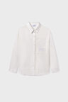 Kız Çocuk Regular Fit Nakışlı Cep Detaylı Gömlek - Krem | 16 Yaş