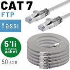 5 adet 50 cm IRENIS CAT7 Kablo Yassı FTP Ethernet Network LAN Kablosu