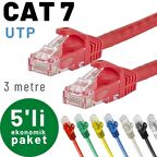 IRENIS 5 adet 3 metre CAT7 Kablo Ethernet Network İnternet LAN Kablosu 