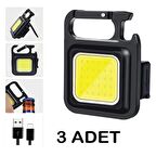 3 Adet LED Mini Anahtarlık Fener Şarjlı Kamp Balıkçı Tamirci Için Çalışma Feneri Çok Fonksiyonlu Taşınabilir