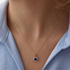 Mavi Yuvarlak Taşlı Kolye