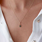 Yeşil Damla Taşlı Kolye