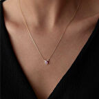 Pembe Taşlı Damla Kolye