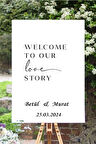 Karşılama Panosu İçin 40 cm Genişliğinde Siyah Renk Yazı Ayna İçin Yazı Welcome To Our Love Story Yazısı