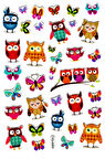 Sticker Kabartmalı Stiker Defter Planlayıcı Etiket (YQA003)-20x14cm - Baykuş Kelebek