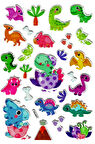 Sticker Kabartmalı Stiker Defter Planlayıcı Etiket (YQA011)-20x14cm - Mini Dinazorlar