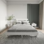 Lotus X New Firuze Model Beyaz Renk Ahşap Karyola