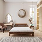 Damla Model Ceviz Renk Çam Ahşap Karyola