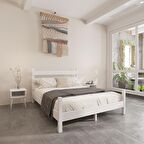 Natura Model Beyaz Renk Çam Ahşap Karyola