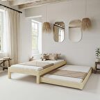 Canvas Model Yavrulu Vernikli Çam Ahşap Karyola