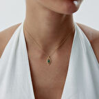 Yeşil Damla Taş Yaprak Kolye