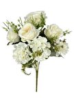 Yapay Çiçek Ortanca ve Gül Demeti 40*25cm Büyükboy KREM