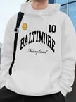 Baltimore Maryland Amblemi Baskılı Kapüşonlular Erkek Sportif Gevşek Tişörtü Kış Polar Sıcak