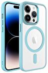 Apple iPhone 14 Pro Max Kılıf Renkli Kenar Şeffaf Kamera Çevresi Metal Magsafe TPU Silikon