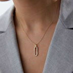 Yarım Taşlı Geniş Ataç Kolye