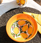 El Yapımı Limon Desenli 16x6,5 cm Seramik Kase