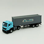 Oyuncak Metal Kasa Kapıları Açılan Çek Bırak Dorseli Model Çekici Tır Die-Cast 25 Cm Mavi