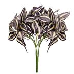 Yapay Çiçek Lila Çizgili Yaprak Demeti  Dikey Bahçe Uygulama Demeti 30 cm Yapay Bitki