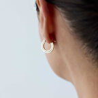 Köşeli İçiçe Halka  Küpe