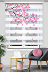 Japon Kiraz Çiçeği Desenli Dijital Baskılı Zebra Stor Perde - Genç Odası Perdesi - Blossom