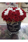  Harfli İsme Özel Silindir Kutuda Gerçek Görünümlü Yapay Kadife Gül Kız Isteme Buketi Düğün Nişan