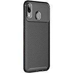 Huawei Y7 Prime 2019 Karbon Desenli Negro Silikon Kılıf