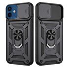 Apple iPhone 12 Uyumlu Kızaklı Kamera Korumalı Tank Kılıf