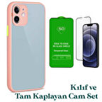 Apple iPhone 12 Uyumlu Montreal Kılıf Ve Tam Kaplayan Cam Set