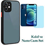 Apple iPhone 12 Uyumlu Montreal Kılıf Ve Nano Cam Ekran Koruyucu Set