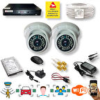 2 Kameralı Set - Araç İnsan Yüz Hareket Algılayan Gece Görüşlü 36 IR Led 5MP Sony Lensli 1080P Dome Güvenlik Kamerası Seti D136b-1